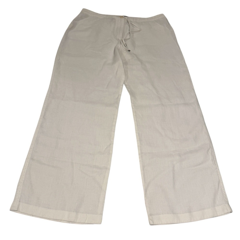 Tommy Bahama 100% Linen Mid Rise Pants White Women's 12